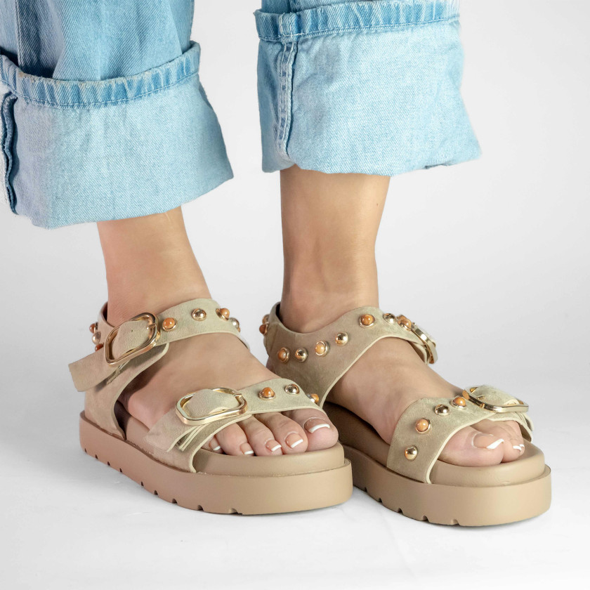 Σανδάλια Flatform με Διπλές Τόκες & Τρουκς