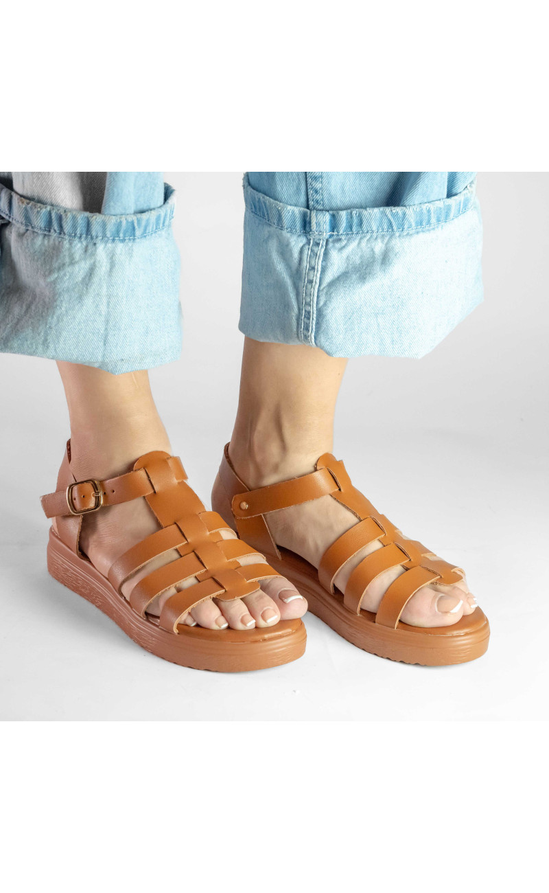 Σανδάλια Flatform με Πολλαπλά Λουράκια
