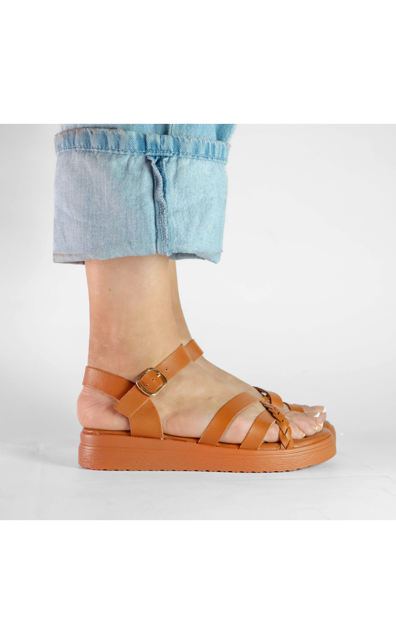 Σανδάλια Flatform με Πολλαπλά Λουράκια
