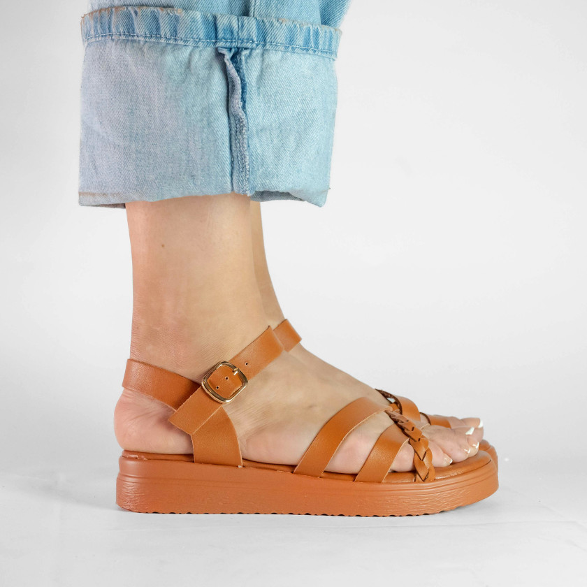 Σανδάλια Flatform με Πολλαπλά Λουράκια