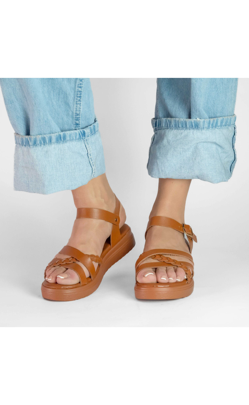 Σανδάλια Flatform με Πολλαπλά Λουράκια