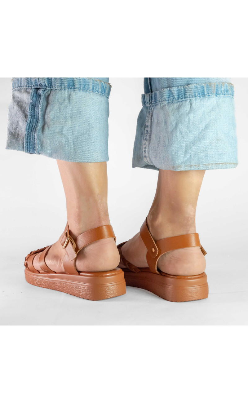Σανδάλια Flatform με Πολλαπλά Λουράκια