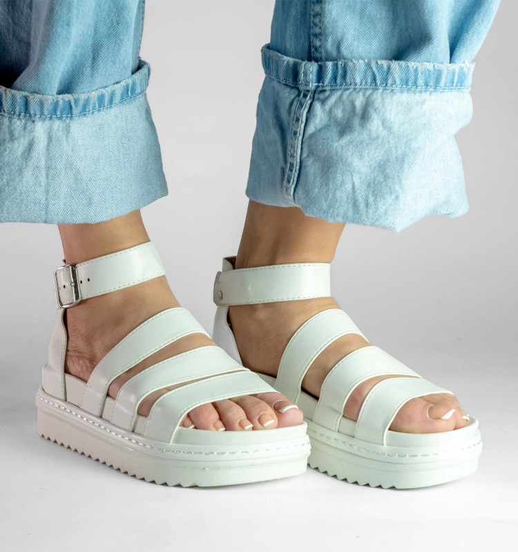 Σανδάλια Flatform με Χιαστί Λουράκια και Μπαρέτα