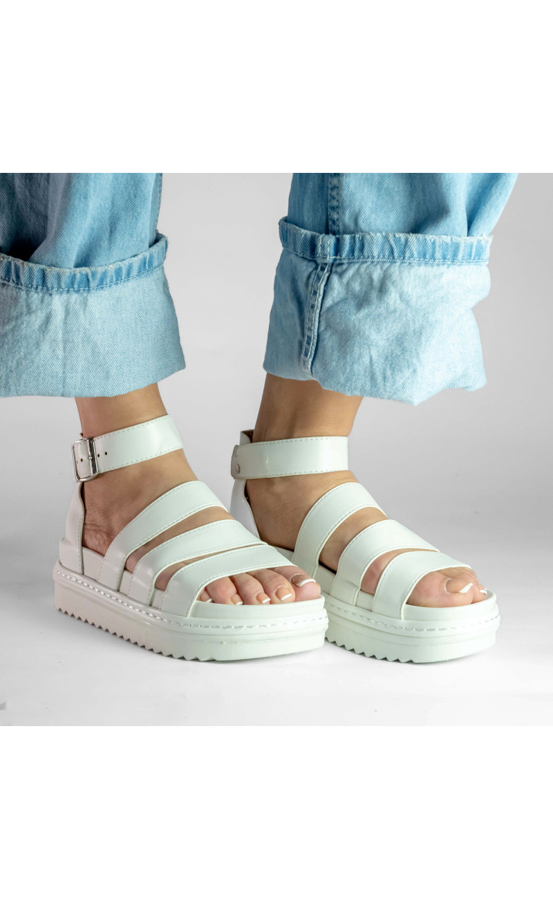 Σανδάλια Flatform με Χιαστί Λουράκια και Μπαρέτα