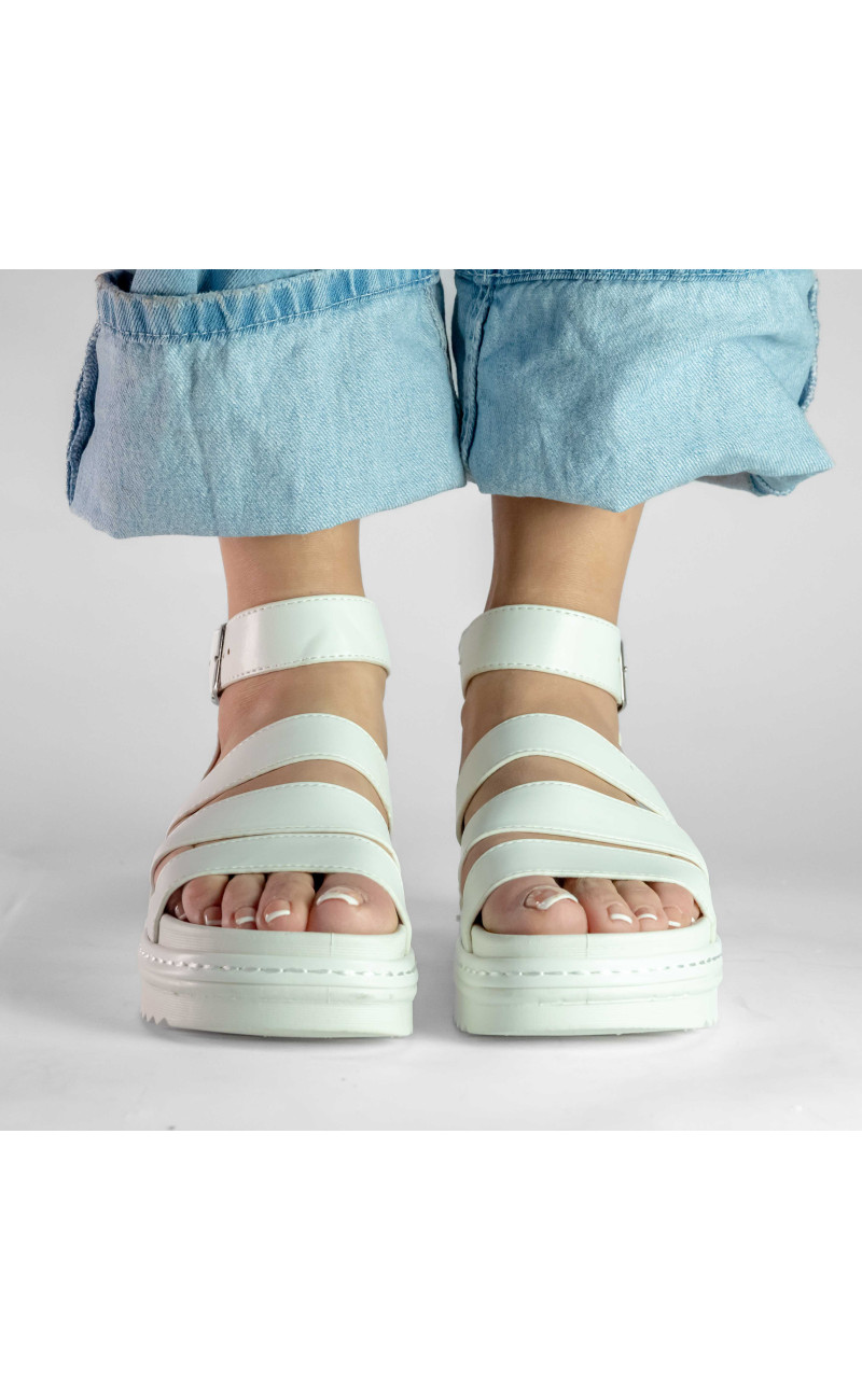 Σανδάλια Flatform με Χιαστί Λουράκια και Μπαρέτα