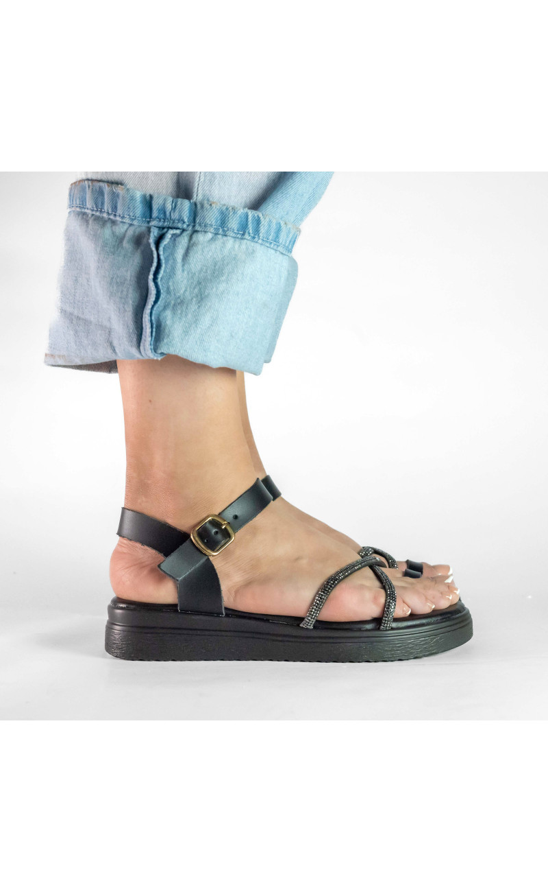 Σανδάλια Flatform με Λουράκια Από Strass
