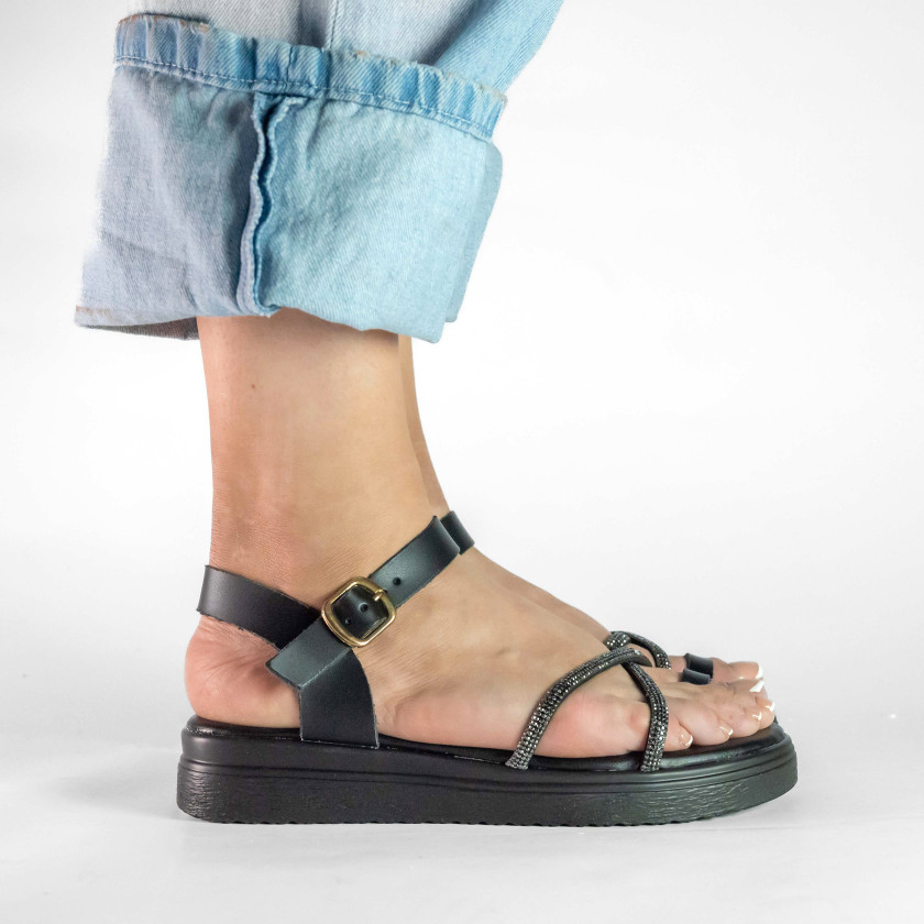 Σανδάλια Flatform με Λουράκια Από Strass