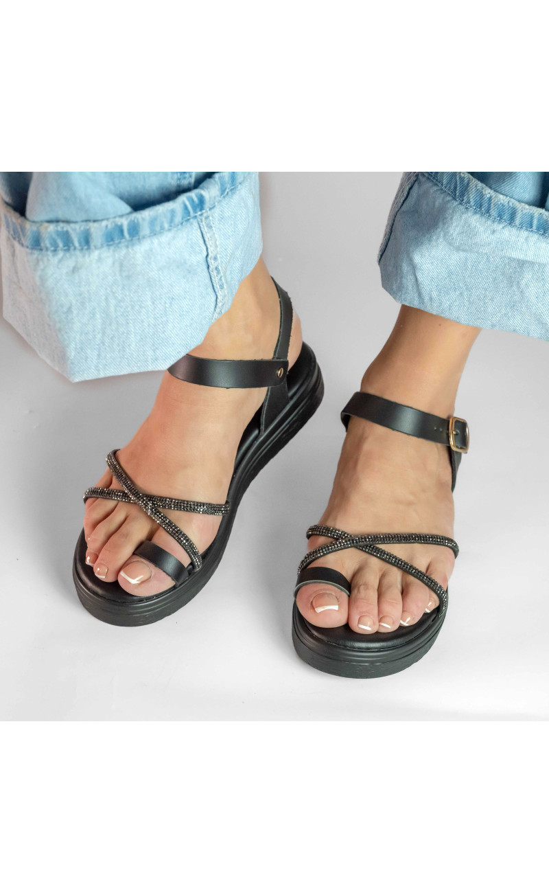 Σανδάλια Flatform με Λουράκια Από Strass