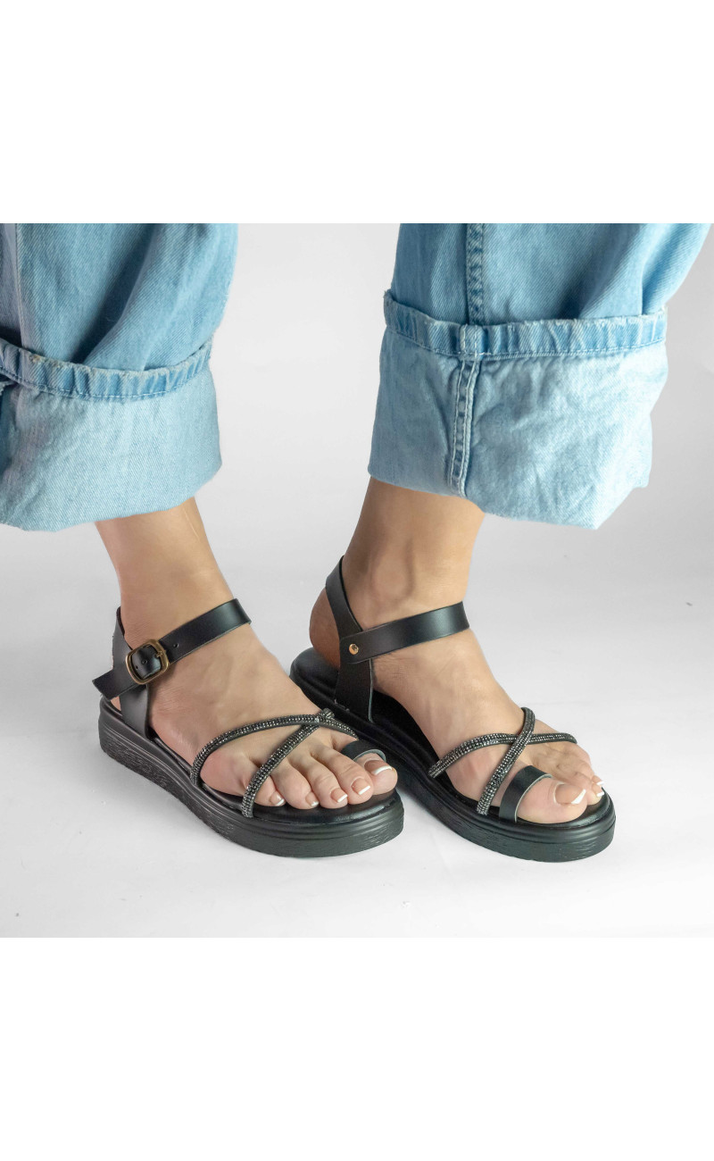 Σανδάλια Flatform με Λουράκια Από Strass