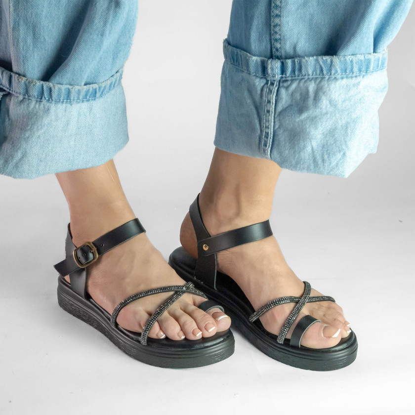 Σανδάλια Flatform με Λουράκια Από Strass
