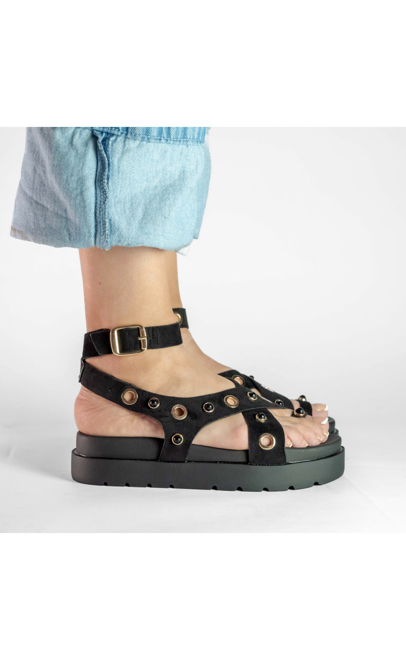 Σανδάλια Flatform με Χιαστί Λουράκια και Τρουκς