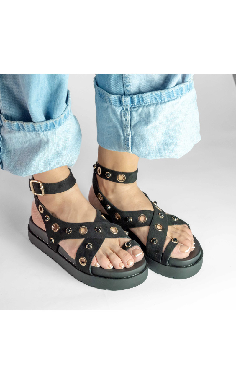 Σανδάλια Flatform με Χιαστί Λουράκια και Τρουκς