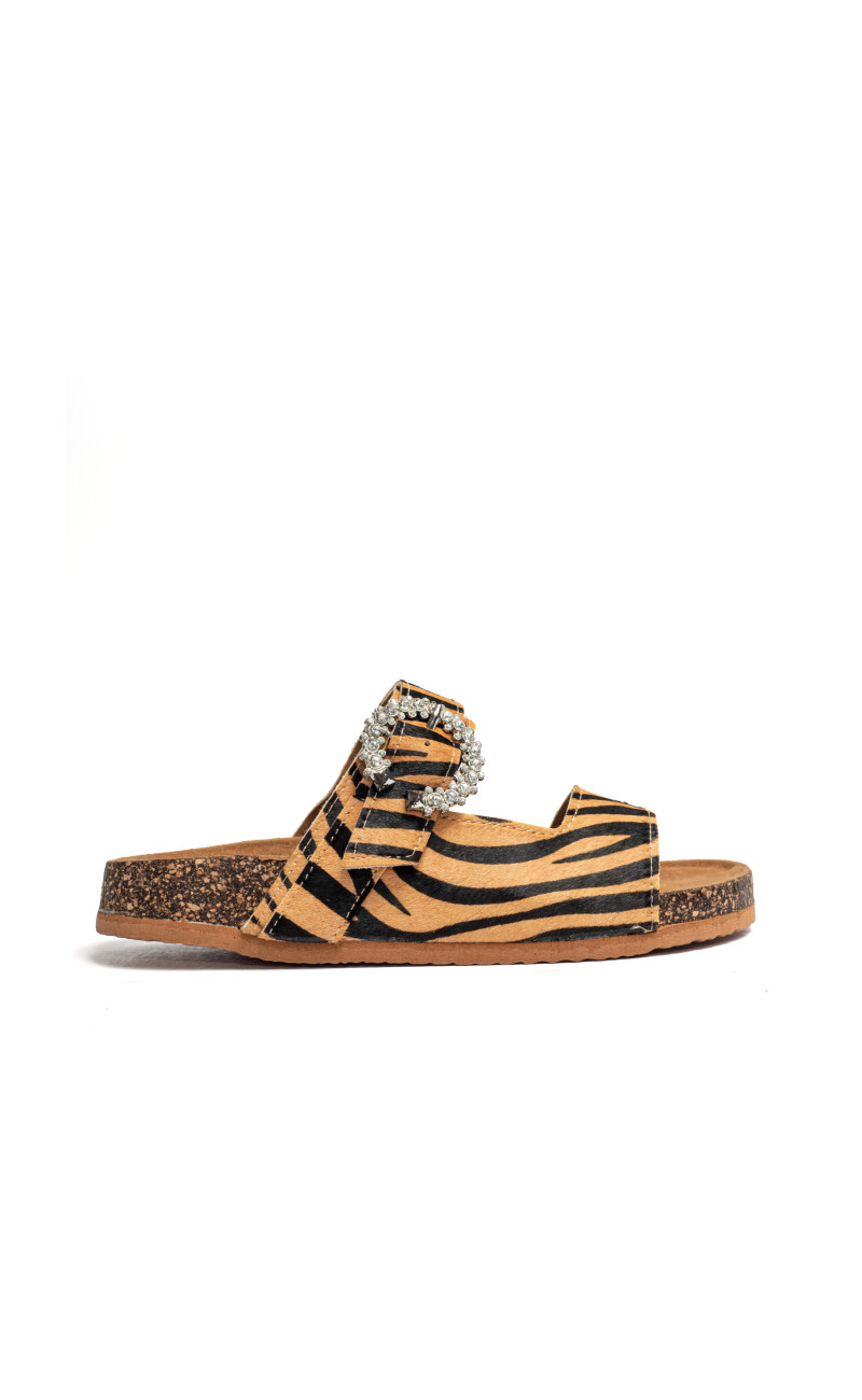 Σανδάλια Flatform με Διπλές Τόκες & Διακοσμητικό