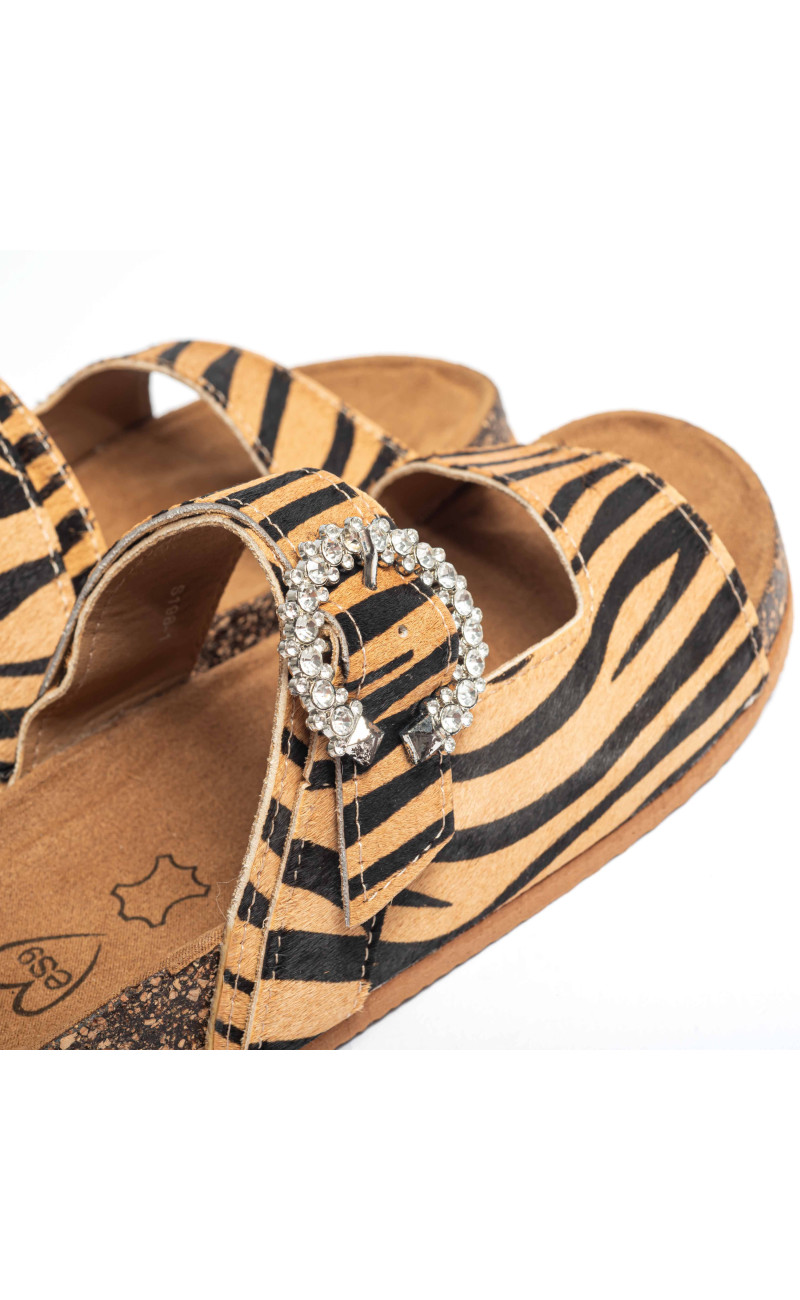 Σανδάλια Flatform με Διπλές Τόκες & Διακοσμητικό