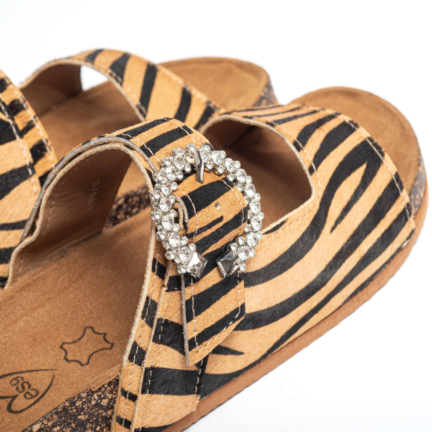 Σανδάλια Flatform με Διπλές Τόκες & Διακοσμητικό