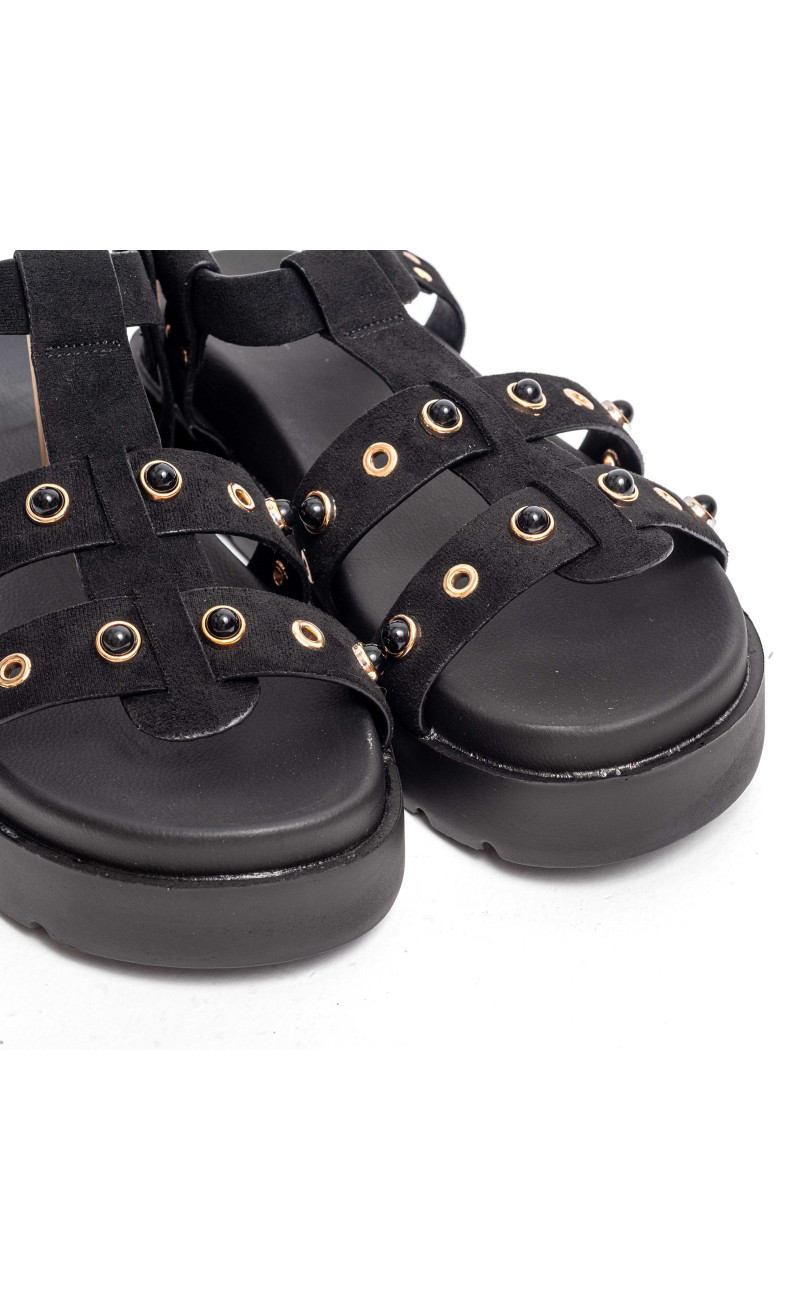 Σανδάλια Flatform με Ανοίγματα στο Πλάι & Τρουκς
