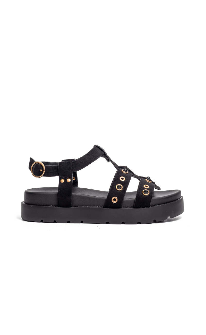 Σανδάλια Flatform με Ανοίγματα στο Πλάι & Τρουκς