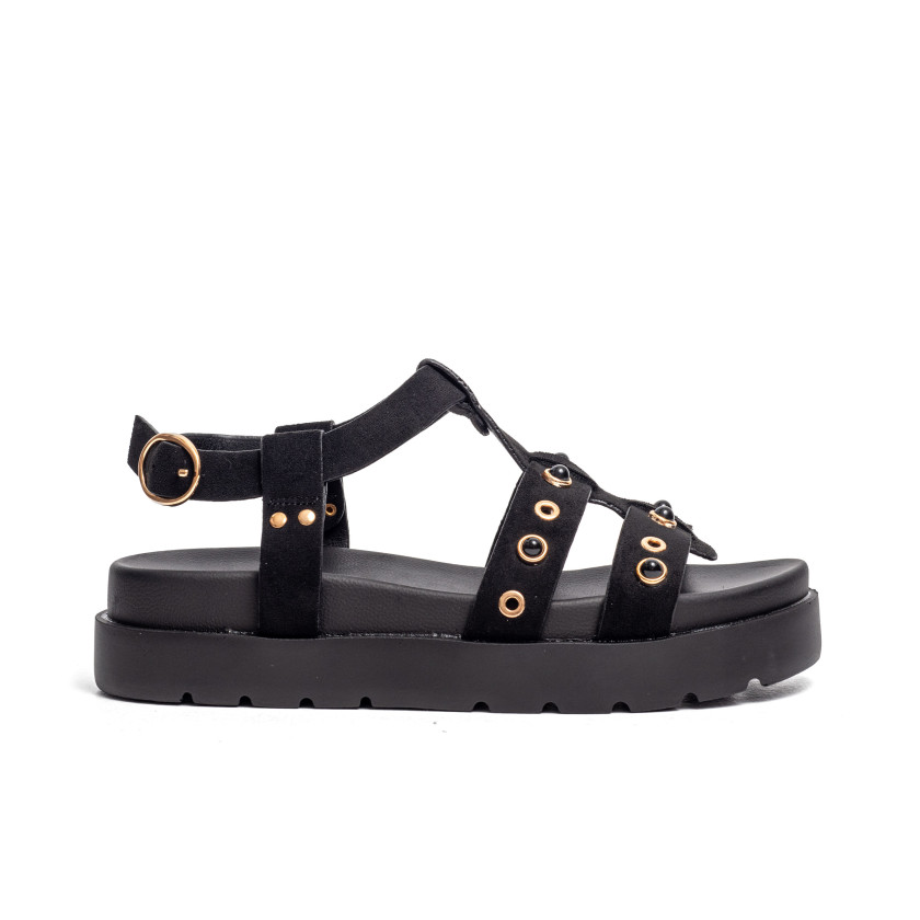 Σανδάλια Flatform με Ανοίγματα στο Πλάι & Τρουκς