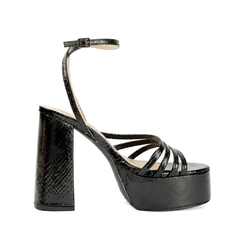 Πέδιλα Snake Print με Τακούνι & Φιάπα