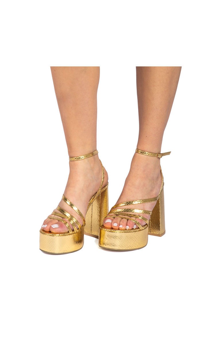 Πέδιλα Snake Print με Τακούνι & Φιάπα