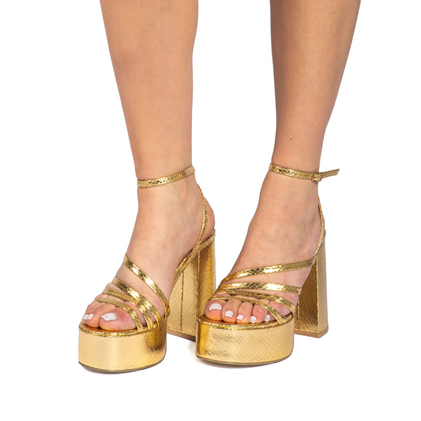 Πέδιλα Snake Print με Τακούνι & Φιάπα