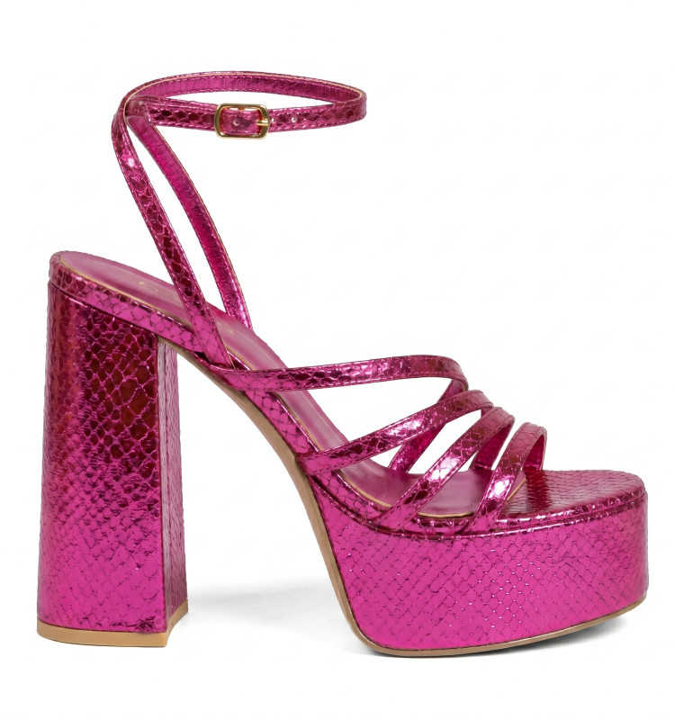 Πέδιλα Snake Print με Τακούνι & Φιάπα