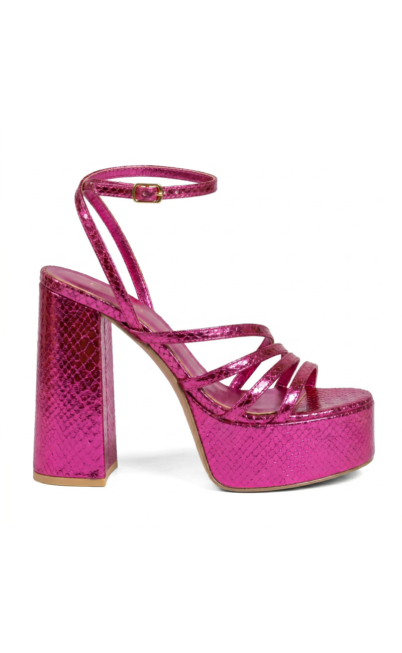 Πέδιλα Snake Print με Τακούνι & Φιάπα