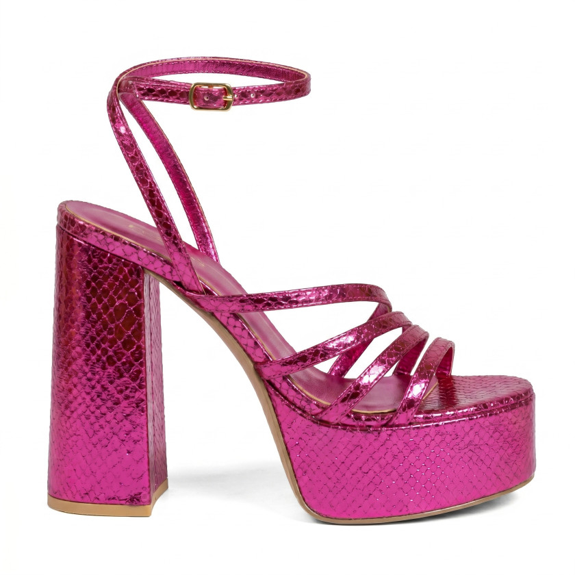 Πέδιλα Snake Print με Τακούνι & Φιάπα