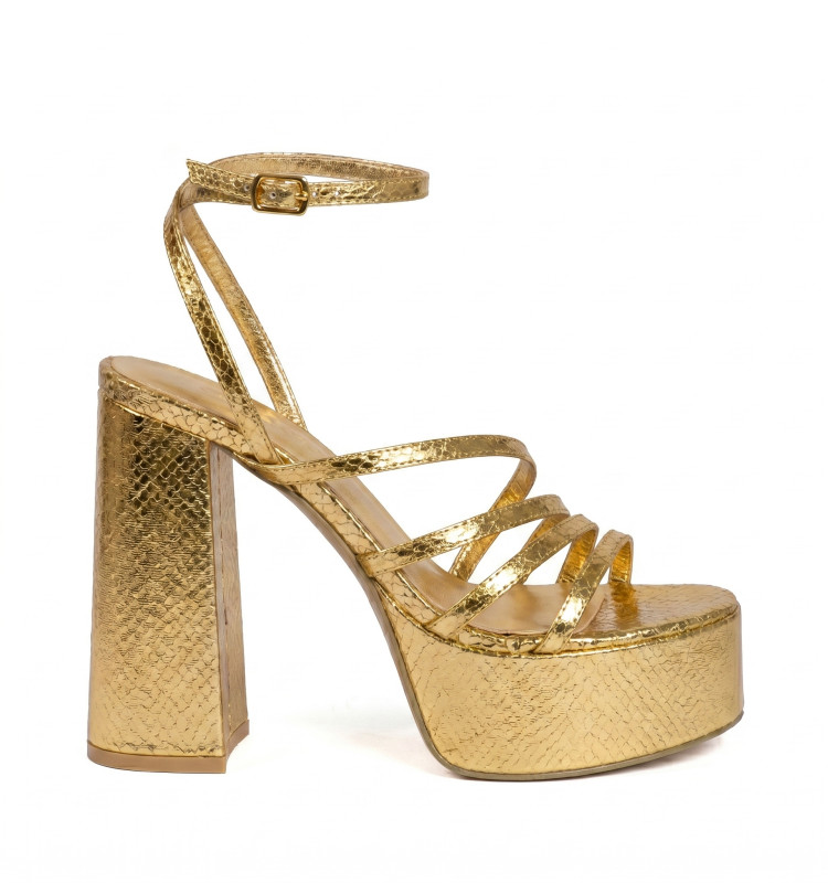 Πέδιλα Snake Print με Τακούνι & Φιάπα