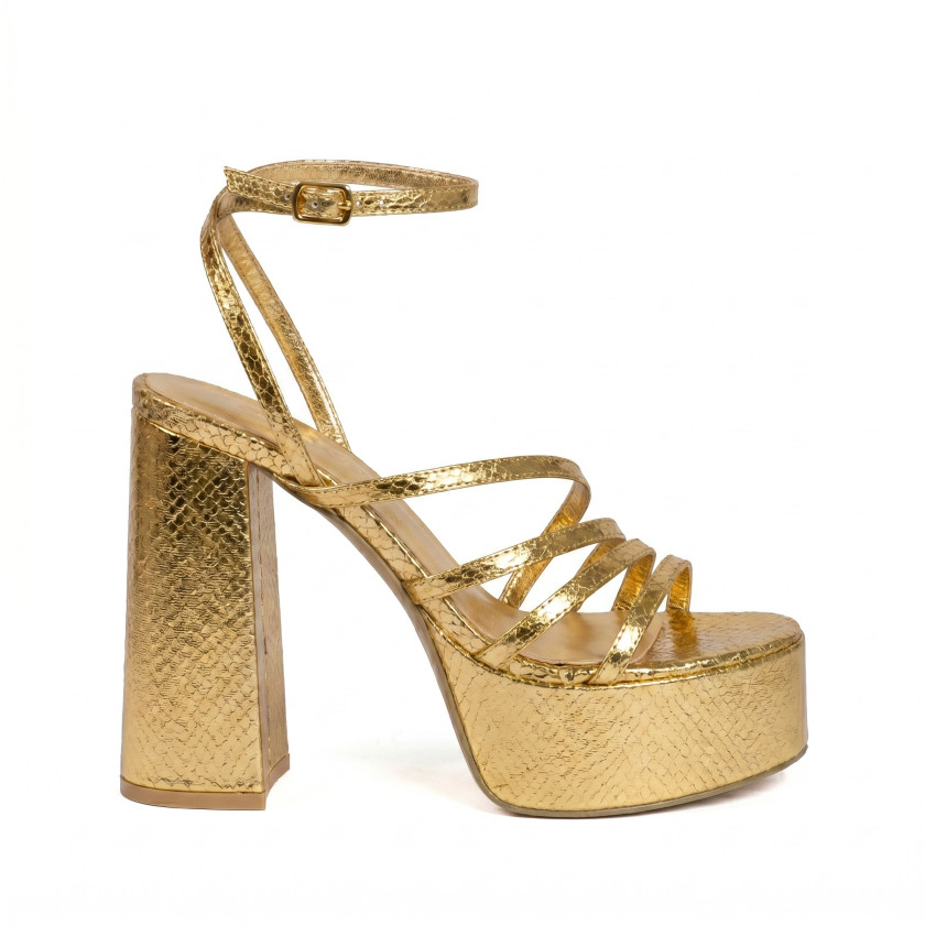 Πέδιλα Snake Print με Τακούνι & Φιάπα