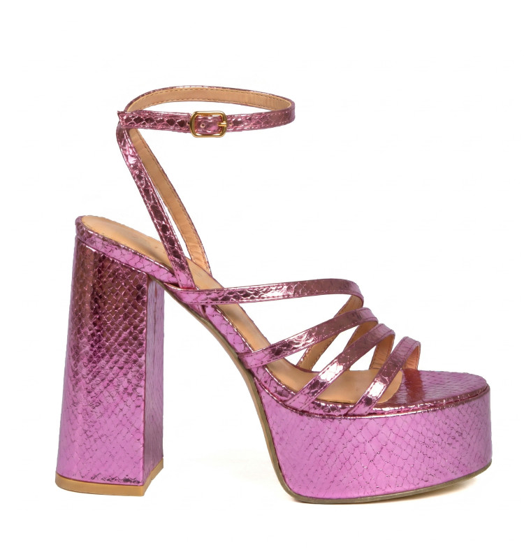 Πέδιλα Snake Print με Τακούνι & Φιάπα