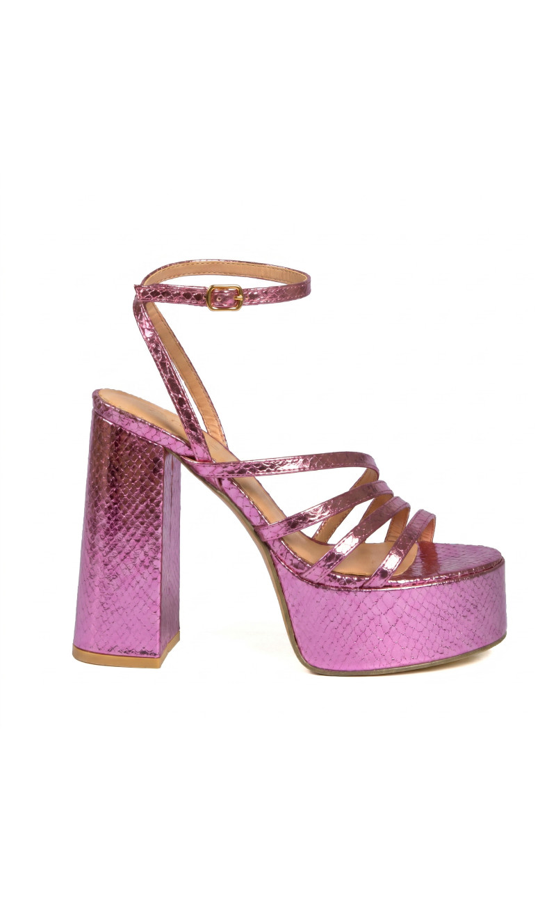 Πέδιλα Snake Print με Τακούνι & Φιάπα