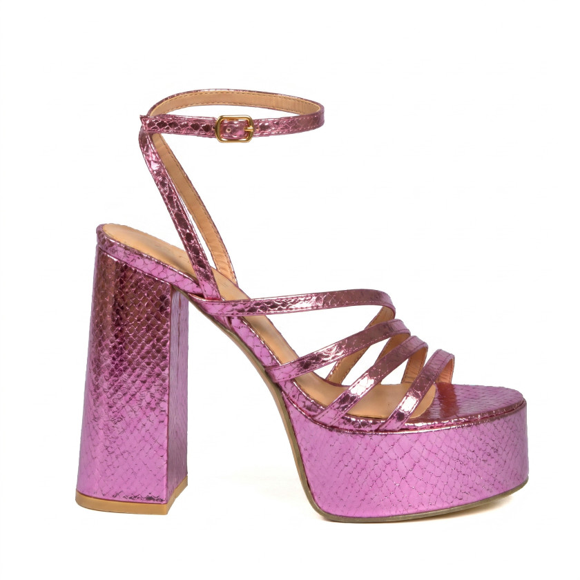 Πέδιλα Snake Print με Τακούνι & Φιάπα