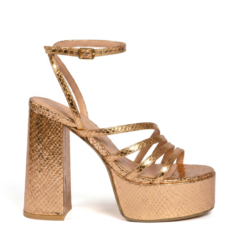 Πέδιλα Snake Print με Τακούνι & Φιάπα