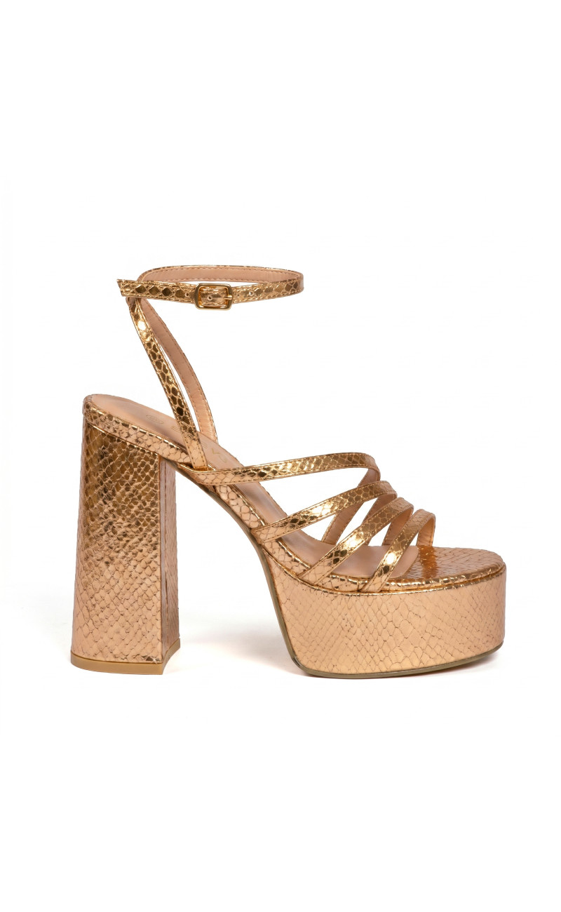 Πέδιλα Snake Print με Τακούνι & Φιάπα