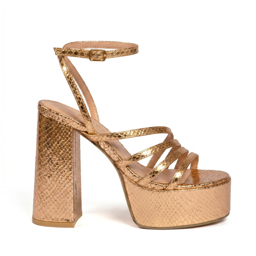 Πέδιλα Snake Print με Τακούνι & Φιάπα
