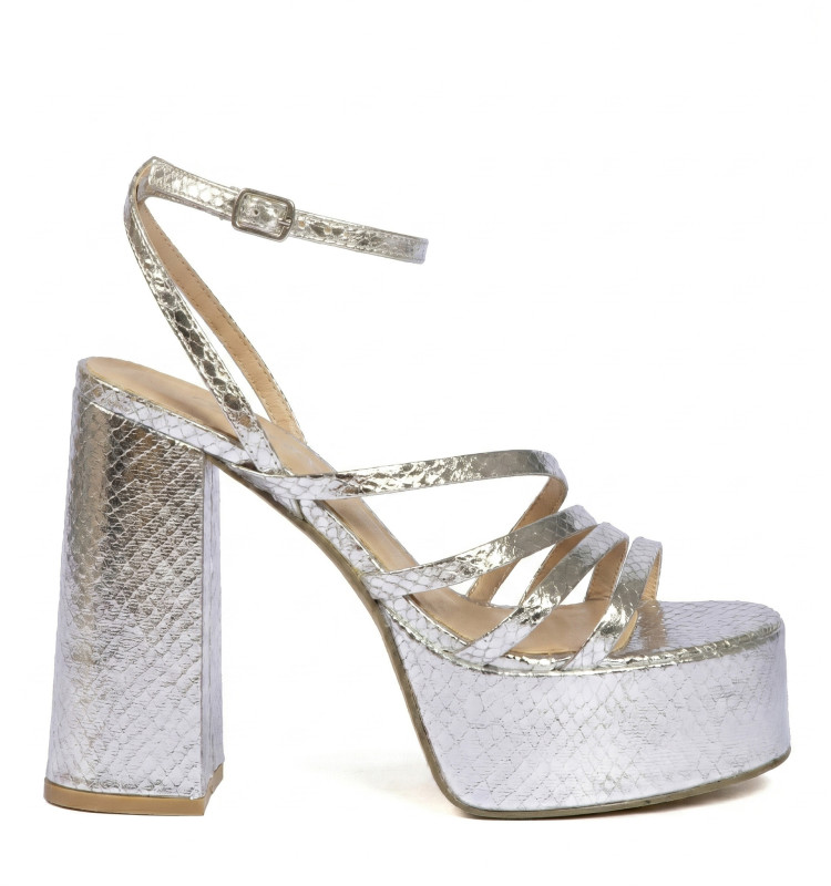 Πέδιλα Snake Print με Τακούνι & Φιάπα