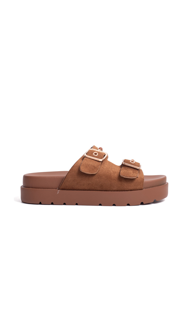 Σανδάλια Flatform με Διπλές Τόκες & Τρουκς
