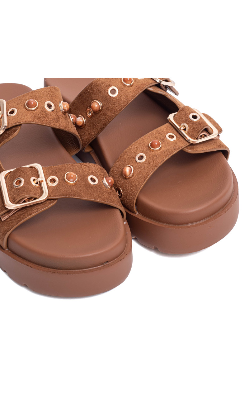 Σανδάλια Flatform με Διπλές Τόκες & Τρουκς