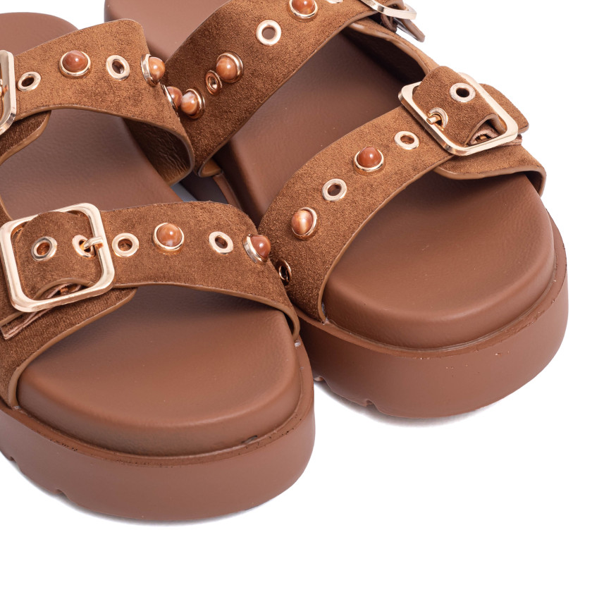 Σανδάλια Flatform με Διπλές Τόκες & Τρουκς