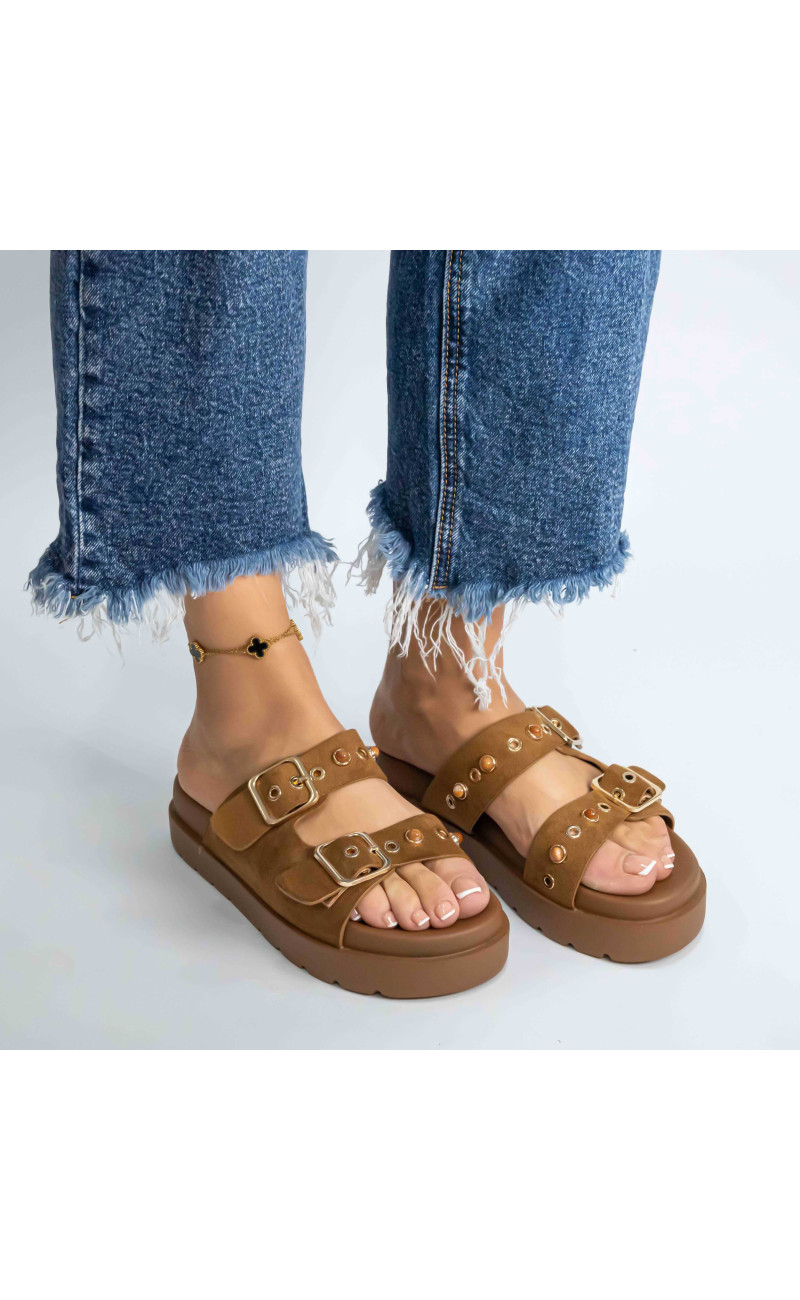 Σανδάλια Flatform με Διπλές Τόκες & Τρουκς