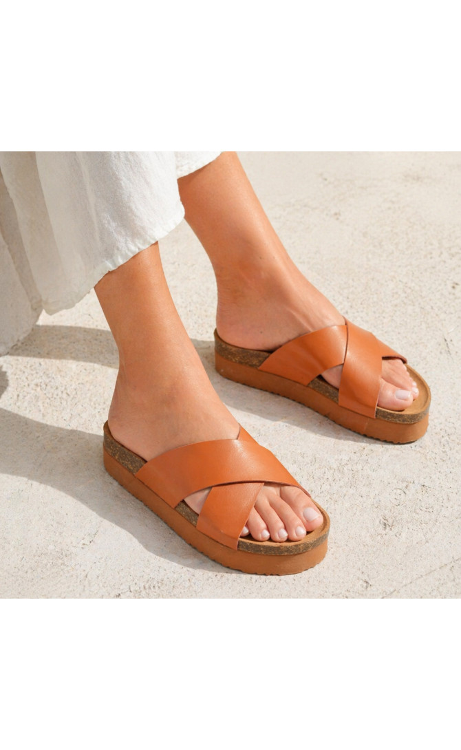 Σανδάλια Flatform Με Χιαστί Λουράκια