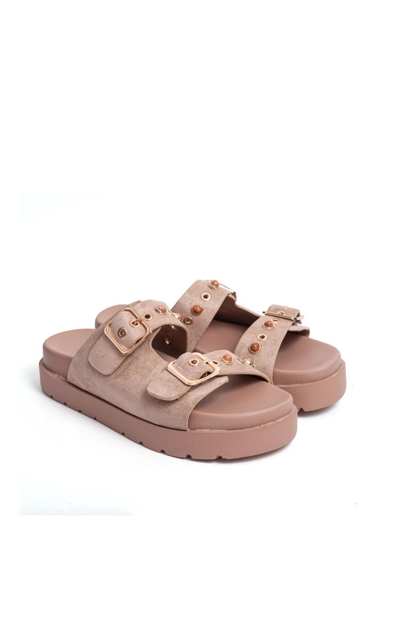 Σανδάλια Flatform με Διπλές Τόκες & Τρουκς