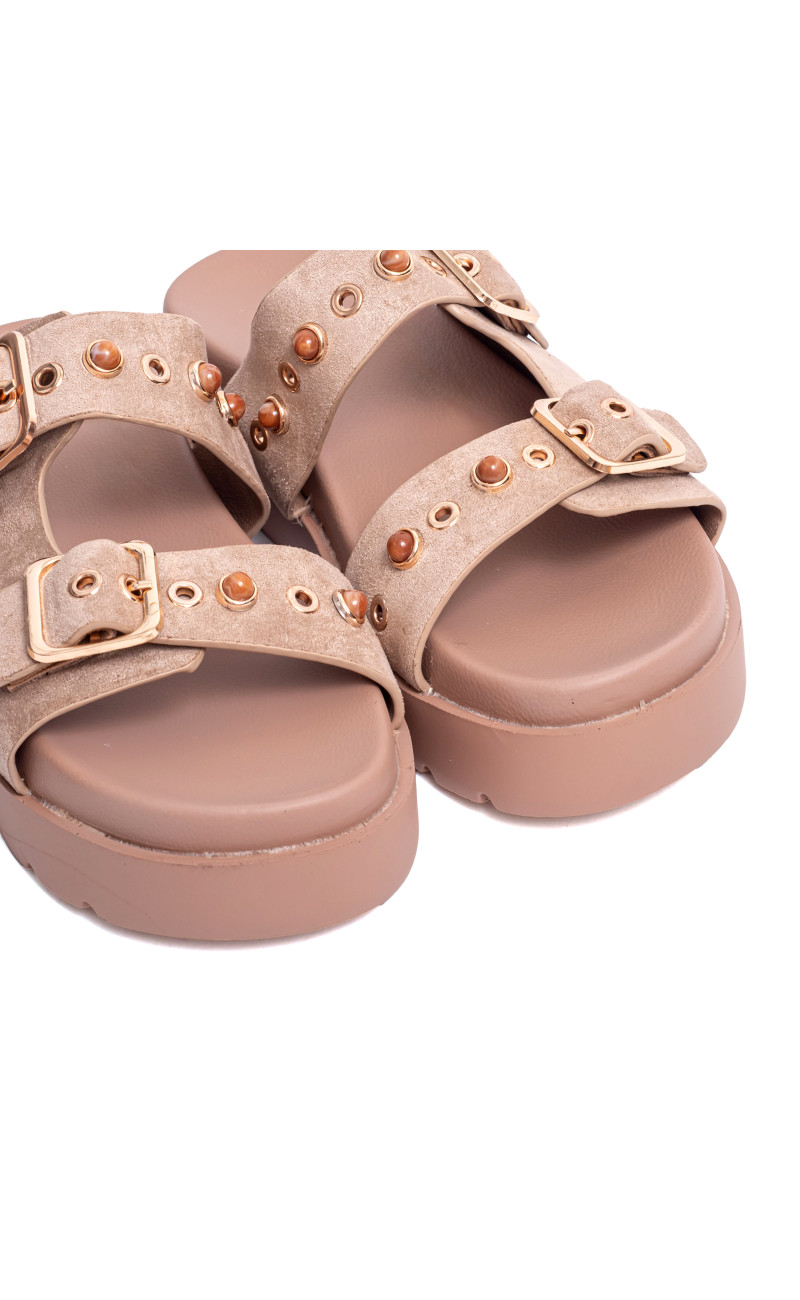 Σανδάλια Flatform με Διπλές Τόκες & Τρουκς
