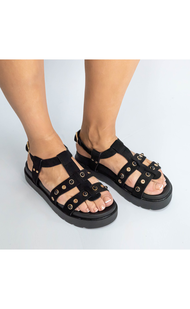 Σανδάλια Flatform με Ανοίγματα στο Πλάι & Τρουκς
