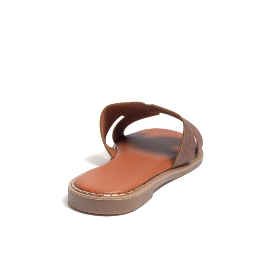 Flat Σανδάλια Croco με Ανοίγματα στο Πλάι