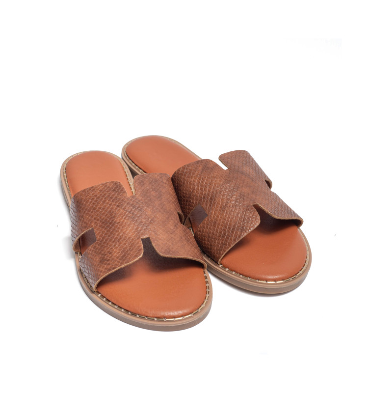 Flat Σανδάλια Croco με Ανοίγματα στο Πλάι