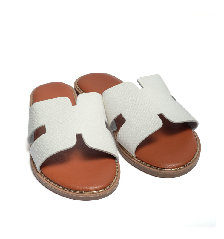 Flat Σανδάλια Croco με Ανοίγματα στο Πλάι