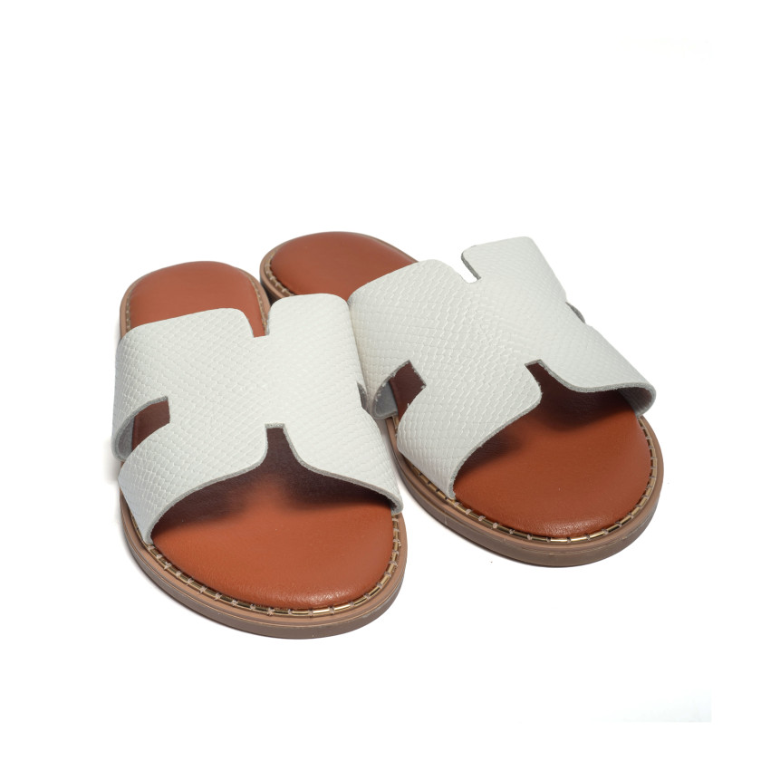 Flat Σανδάλια Croco με Ανοίγματα στο Πλάι