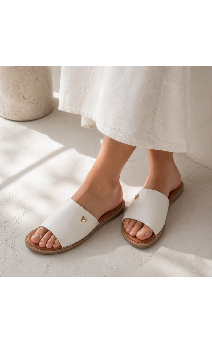 Flat Σανδάλια Με Φαρδιά Φάσα & Χρυσή Λεπτομέρεια